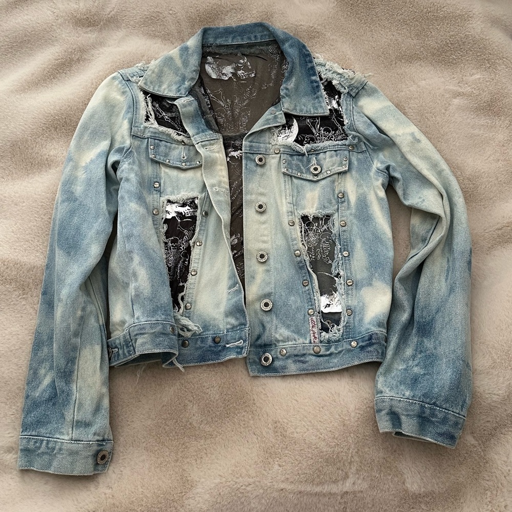 Skull Lace Denim Jacket Dragon Denim
